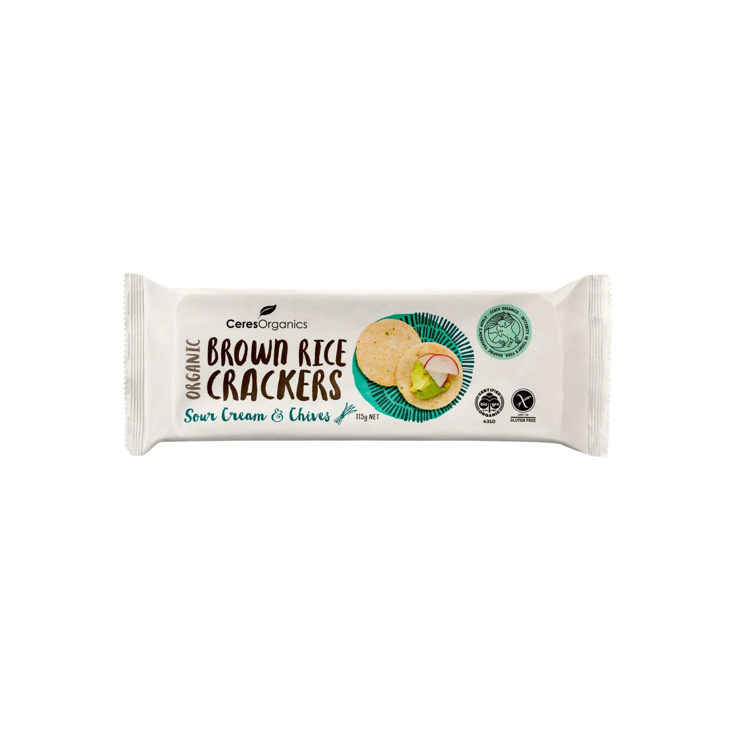 Brown Rice Crackers Sour Cream & Chives 115g