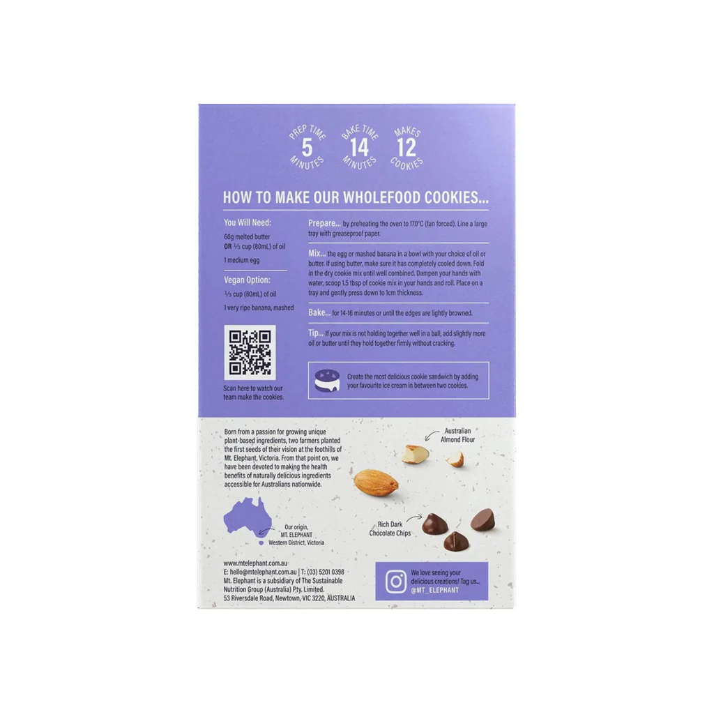 Double Choc Wholefood Cookie Mix 375g - Image 2
