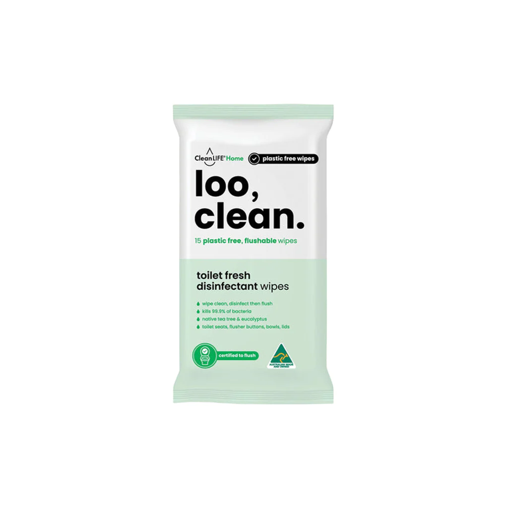Plastic Free Loo Clean Flushable Wipes 15pk